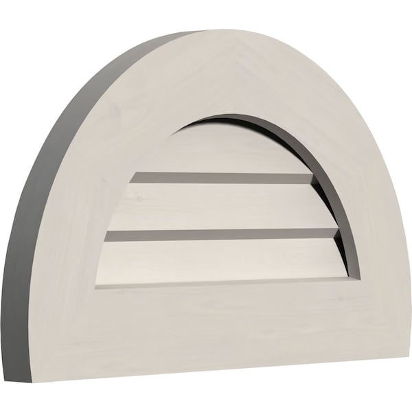 Half Round Gable Vent Primed, Non-Functional, Pine Gable Vent W/ Decorative Face Frame, 24W X 12H